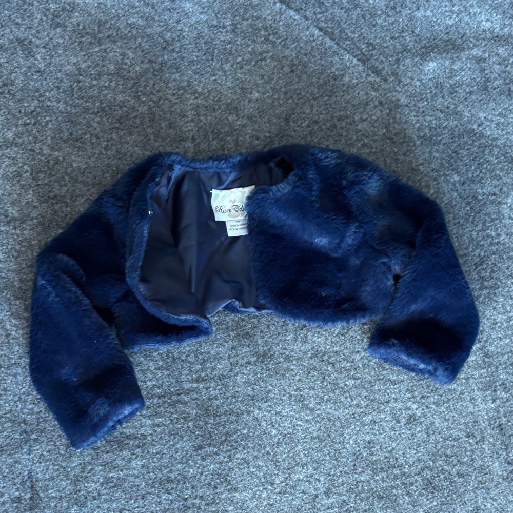 Rare Editions Navy Faux Fur Shrug Bolero for Girls